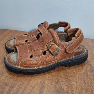 Earth Shoe Brown Leather Floater Fisherman Adjustable Strap Sandals Mens 11